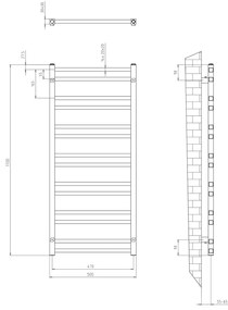 Sapho, METRO DOS vykurovacie teleso 500x1100 mm, čierna matná, IR432TB