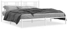 Kovový rám postele s čelom biely 200x200 cm 376380