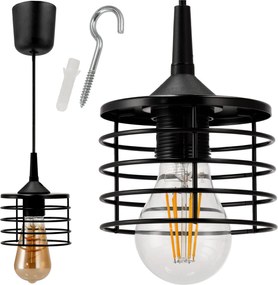 BERGE Lustrová závesná lampa SPRING - čierna - E27