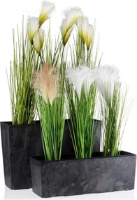 PLASTOVÝ KVETINÁČ BOUQUET 56X19 CM IMITÁCIA BETÓNU ČIERNA