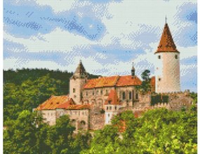 Gario Diamantové maľovanie Hrad Křivoklát Rozmery: 50 x 40 cm, Rámovanie: Iba zrolované plátno, Diamanty: Štvorcové