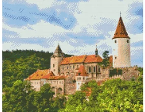 Gario Diamantové maľovanie Hrad Křivoklát Rozmery: 80 x 100 cm, Rámovanie: Iba zrolované plátno, Diamanty: Štvorcové