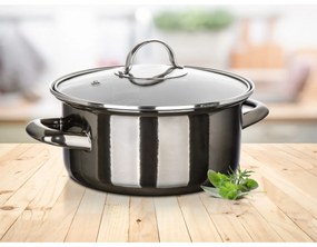 Banquet Hrniec smaltovaný METALLIC Black 20 cm, 2 l, s pokrievkou, 20 cm