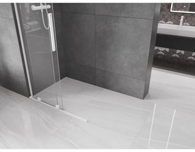Mexen Velar L, posuvná sprchová zástena Walk-in 100 x 200 cm, 8mm číre sklo, biela matná, 871-100-003-03-20