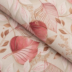 Biante Dekoračný behúň na stôl Leona LN-172 Ružovo-vínové listy na režnom 45x180 cm