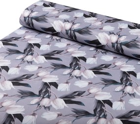 Biante Dekoračný obdĺžnikový obrus PML-034 Biele tulipány na sivom 120x160 cm
