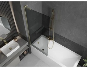 Mexen Next L, 1-krídlová vaňová zástena 80 x 150 cm, 6mm šedé sklo, zlatý matný profil, 895-080-000-03-40-55