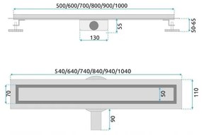 REA-G7803 - Odtokový žľab NEOX PRO 80 cm nerezová oceľ/čierna