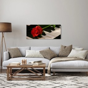 Obraz - Klavír a ruža (120x50 cm)