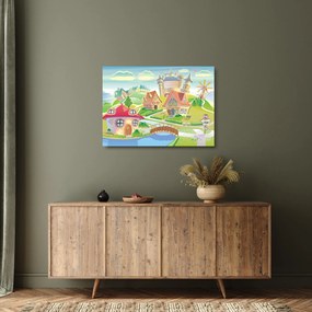 Sklenený obraz - Farebné mestečko (70x50 cm)