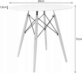 Jedálenská zostava TODI 80cm okrúhly stolový set biely a 2 stoličky OSAKA hnedé +  2 stoličky OSAKA hnedé ZADARMO
