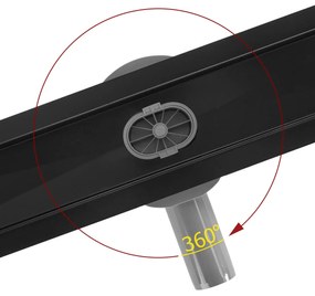 Rea Neox Pro, sprchový odtokový žľab 60cm s rotačným sifónom, čierna matná, REA-G7801