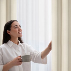 ZÁVES NA KRÚŽKOCH NERISA 140X250 CM KRÉMOVÁ