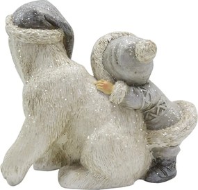 Dekorácia dievča objímajúca medveďa - 11*6*11 cm
