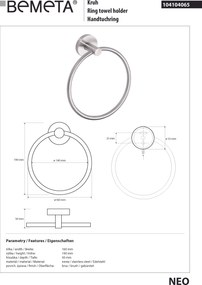 Bemeta Design NEO: Držiak uterákov, kruhový - 104104065