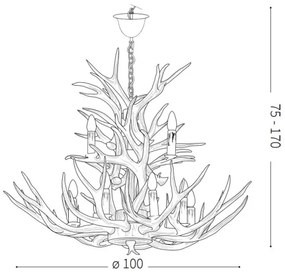 Ideal Lux - Luster na reťazi CHALET 12xE14/40W/230V parožie