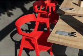 Červená jedálenská stolička s podrúčkami z dubového dreva Flip – Gazzda