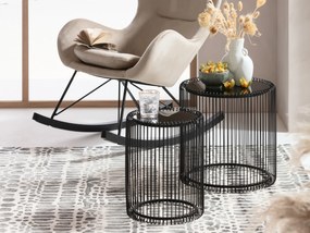Wire set príručných stolíkov čierny Ø44 cm
