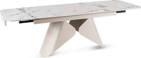 Rozkladací keramický stôl RENATO 160–240 cm Biely mramor/kašmír