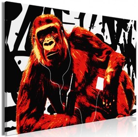 Artgeist Obraz - Pop Art Monkey (1 Part) Narrow Red Veľkosť: 30x20, Verzia: Na talianskom plátne