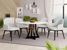 Okrúhly stôl Dagerto FI 100 so 4 stoličkami ST105 05, Dostupné poťahy: Baloo 2073, Farby: biely lesk / čierny lesk