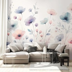 Tapeta akvarelové pastelové kvety