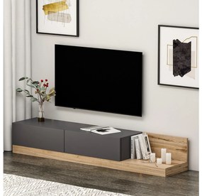 TV stolík/skrinka Kinani (antracit + orech) . Akcia -18%. Vlastná spoľahlivá doprava až k Vám domov. 1095364