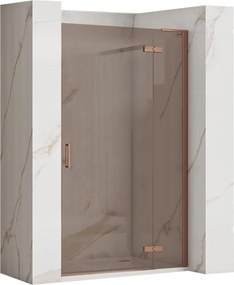 Rea Hugo, 1-krídlové sprchové dvere 100x200 cm, 6mm šedé sklo, medená matná + bočný magnetický profil, KPL-K6962