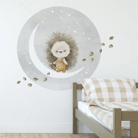 Gario Detská nálepka na stenu Dreamland - ježko na mesiaci Rozmery: 100 x 85 cm