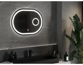 Mexen Umba, LED kúpeľňové zrkadlo s podsvietením a kozmetickým zrkadlom 80 x 60 cm, 6000K, ochrana proti zahmlievaniu, 9822-080-060-611-00