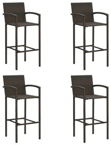 Barové stoličky 4 ks, hnedé, polyratan