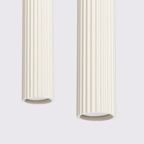 Závesné svietidlo Karbon, 2x béžové kovové tienidlo