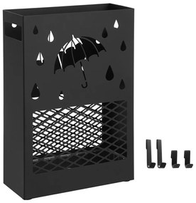 SongmicsHome Kovový stojan na dáždniky RAIN, 28x12x41cm, čierna