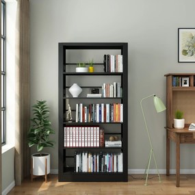 Kovová knižnica, 1750 × 800 × 300 mm, čierna