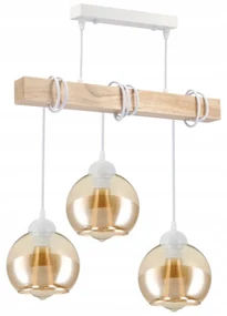 BERGE Drevená LED stropná závesná lampa 3xE27 - biela