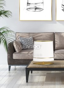 Stolná lampa Bootes, 1x biele/zlaté textilné tienidlo, g