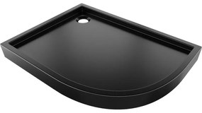 Mexen Flow+, štvrťkruhová asymetrická sprchová vanička, ľavá, 100 x 80 cm, čierna matná, 46Q708010LH