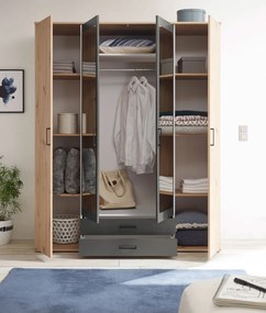 Šatníková skriňa Chicago, 159 cm, dub artisan/antracit