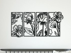 drevko 4-dielny obraz na stenu Kvety
