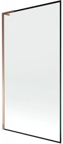 Mexen Next L, 1-krídlová vaňová zástena 100 x 150 cm, 6mm číre sklo-čierny vzor, ružové zlato profil, 895-100-000-03-70-60