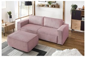 Svetloružový menčestrový taburet Nihad – Bobochic Paris