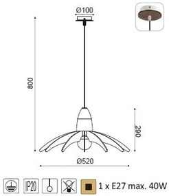 ACA DECOR Závesné svietidlo ALPS, priemer 52 cm