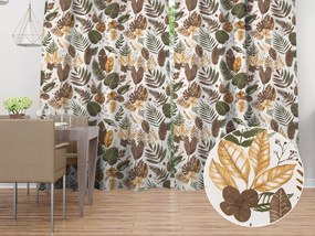 Biante Bavlnený záves Sandra SA-540 Hnedo-zelené listy na bielom 150x150 cm
