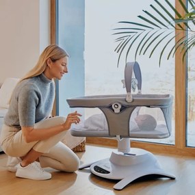 Lionelo - Detské húpacie lehátko s melódiou 2 v 1 BELLA Grey Concrete + diaľkové ovládanie