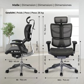 Kancelárska stolička Norfolk Ergonomic - Sivá