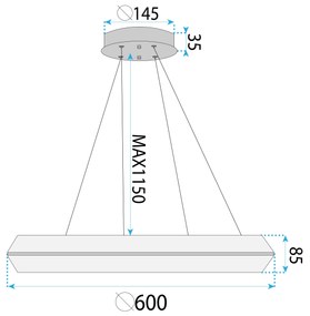 Toolight Toolight, LED stropné svietidlo 60cm, 45W, 4000K, APP1768-CP, zlatá, OSW-04344