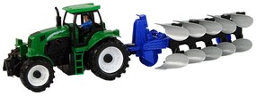 Lean Toys Zelený traktor s pluhom