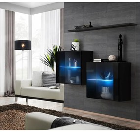 Komoda+Polička Switch Sb III Led Čierna