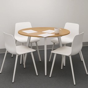 Konferenčný stôl PRIMO VIBE, priemer 100 cm, biela podnož, grafit