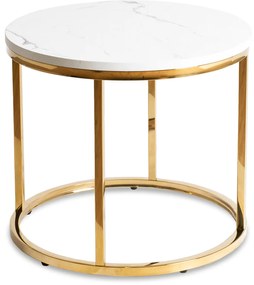 CLIFF okrúhly konferenčný stolík, biely mramor/zlatá
